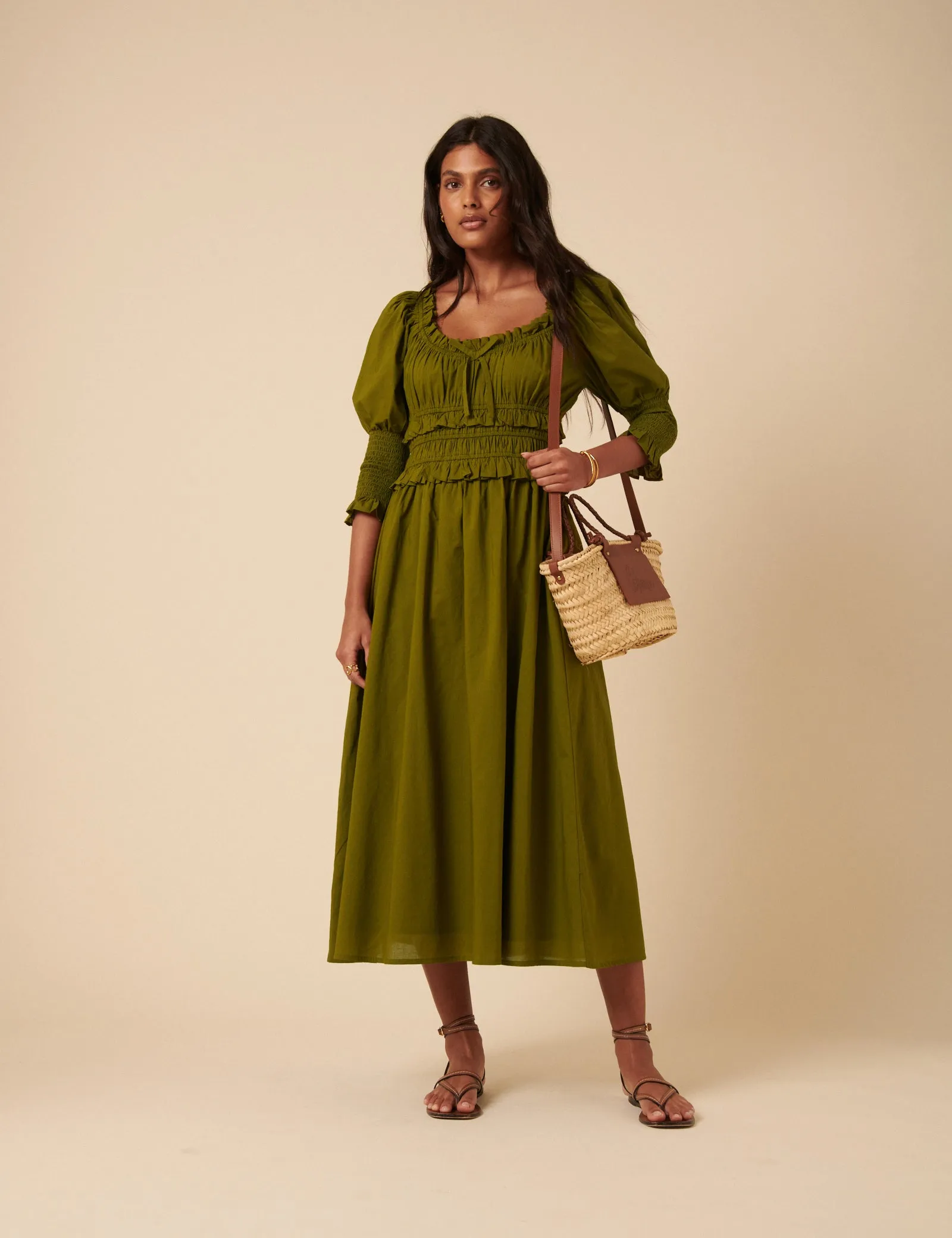 Khaki Ariel Midi Dress sold by Nobody's Child product image thumbnail 2