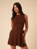 Brown Boat Neck Tate Mini Dress sold by Nobody's Child