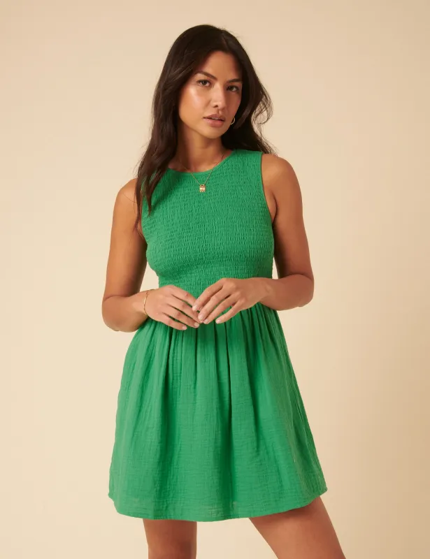 Green Sleeveless Charlie Mini Dress sold by Nobody's Child
