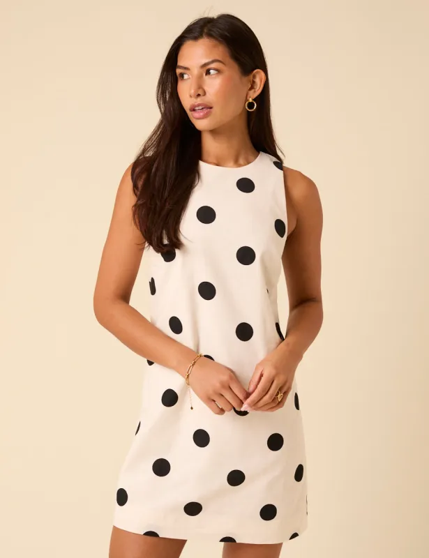 White Polka Dot Palermo Mini Dress sold by Nobody's Child