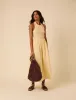 Butter Yellow Shirred Halter Neck Tizzy Midi Dress sold by Nobody's Child
