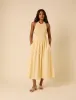 Butter Yellow Shirred Halter Neck Tizzy Midi Dress sold by Nobody's Child