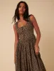 Brown Ditsy Floral Drop Waist Cora Midi Dress sold by Nobody's Child