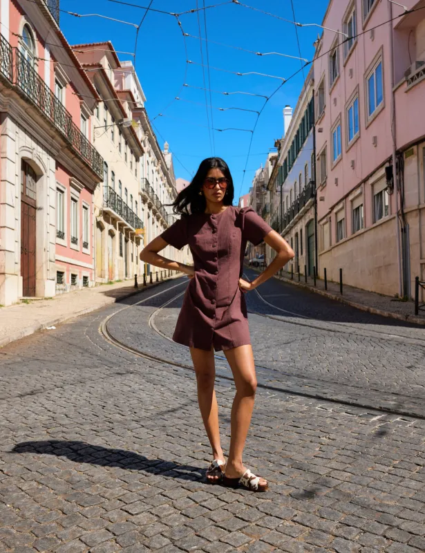 Brown Tailored Tara Mini Dress sold by Nobody's Child