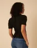 Black Short Sleeve Button Down Blouse sold by Nobody's Child