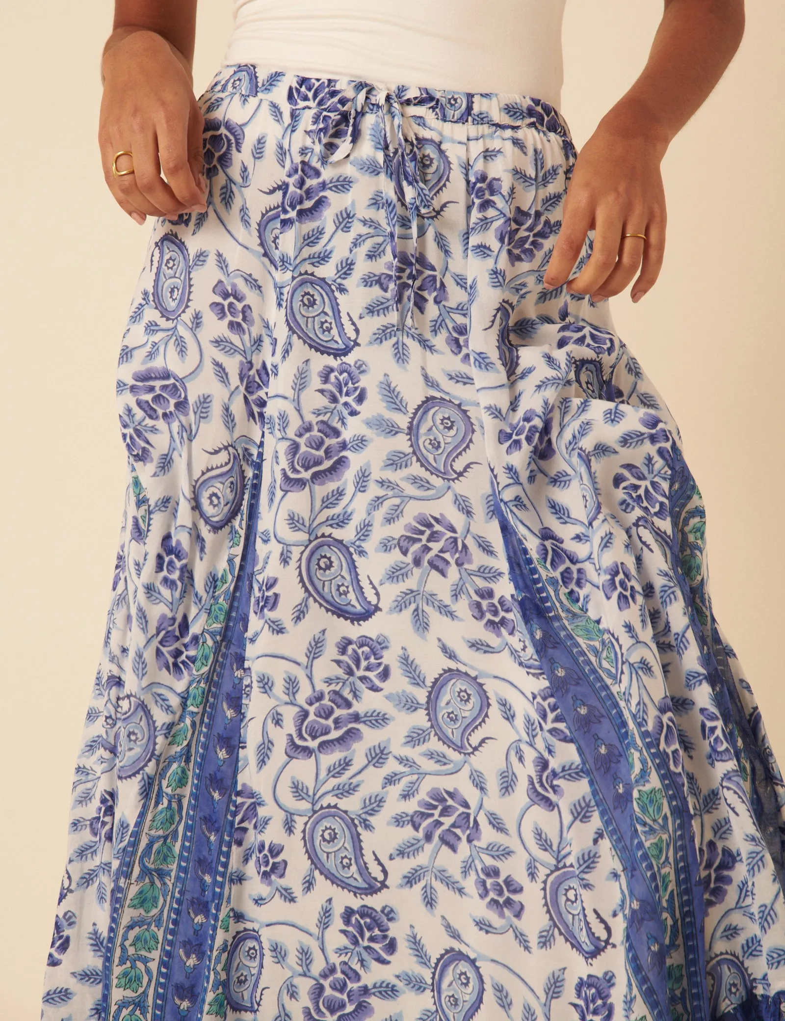 Woodblock Print Tiered Maxi Skirt sold by Nobody's Child product image thumbnail 3