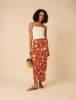 Brown Printed Linen-blend Midi Skirt sold by Nobody's Child