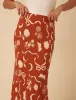 Brown Printed Linen-blend Midi Skirt sold by Nobody's Child