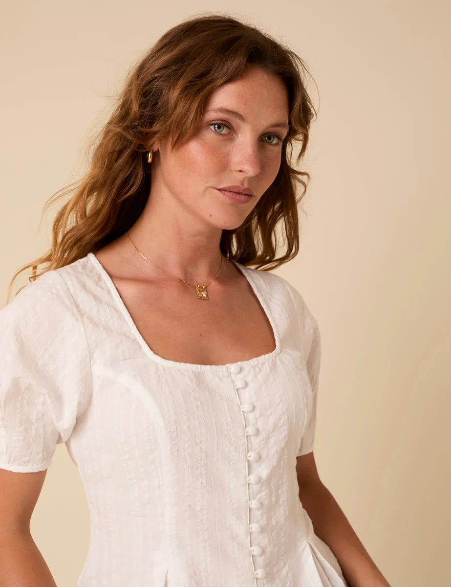 White Short Sleeve Button Down Blouse sold by Nobody's Child product image thumbnail 2