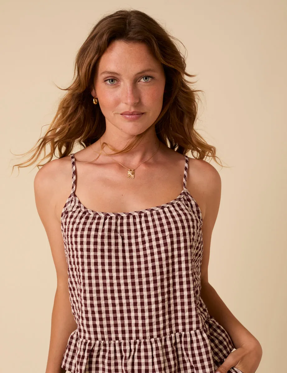 Brown Gingham Cami Top sold by Nobody's Child product image thumbnail 5