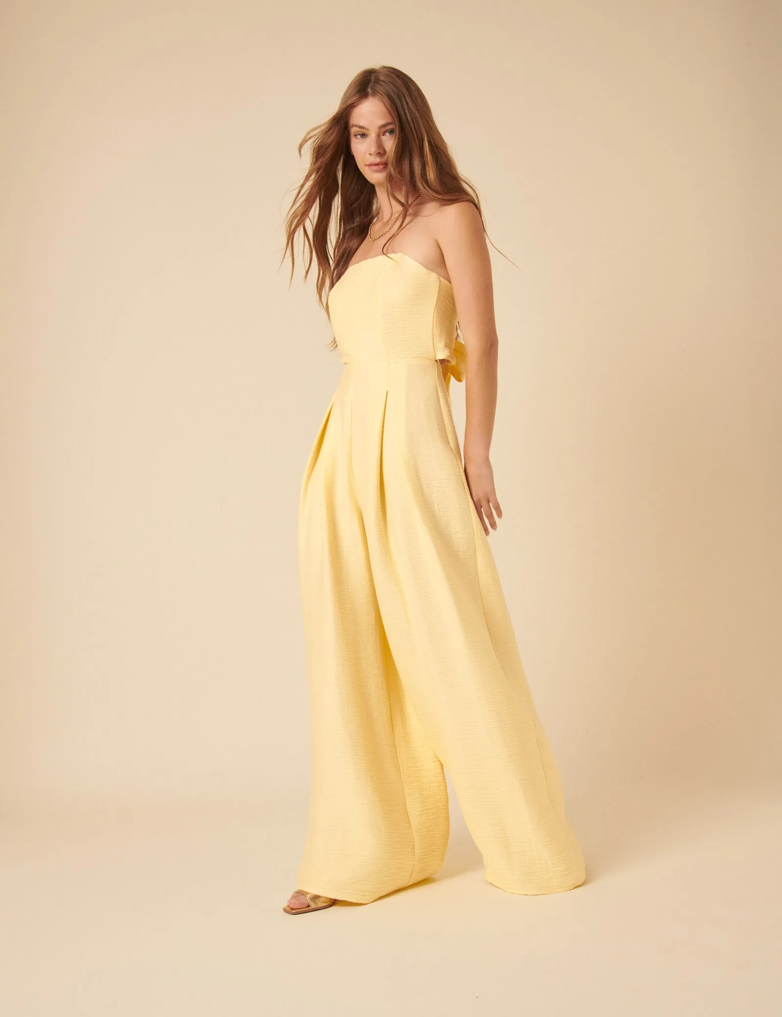 Butter Yellow Bandeau Rory Jumpsuit sold by Nobody's Child