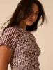 Brown Gingham Shirred Martha Mini Dress sold by Nobody's Child