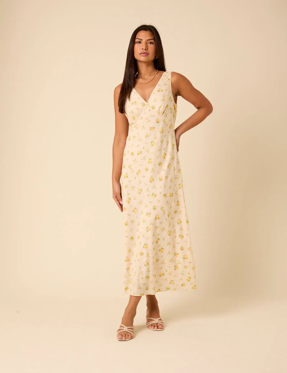 Cream Ditsy Floral Helena Midi Dress sold by Nobody's Child