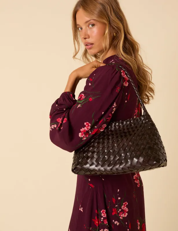 Ellyla Brown Woven Leather Bag sold by Nobody's Child