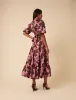 Pink Floral Puff Sleeve Zelda Midi Dress sold by Nobody's Child