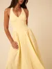 Butter Yellow Halter Neck Amie Midi Dress sold by Nobody's Child