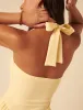 Butter Yellow Halter Neck Amie Midi Dress sold by Nobody's Child