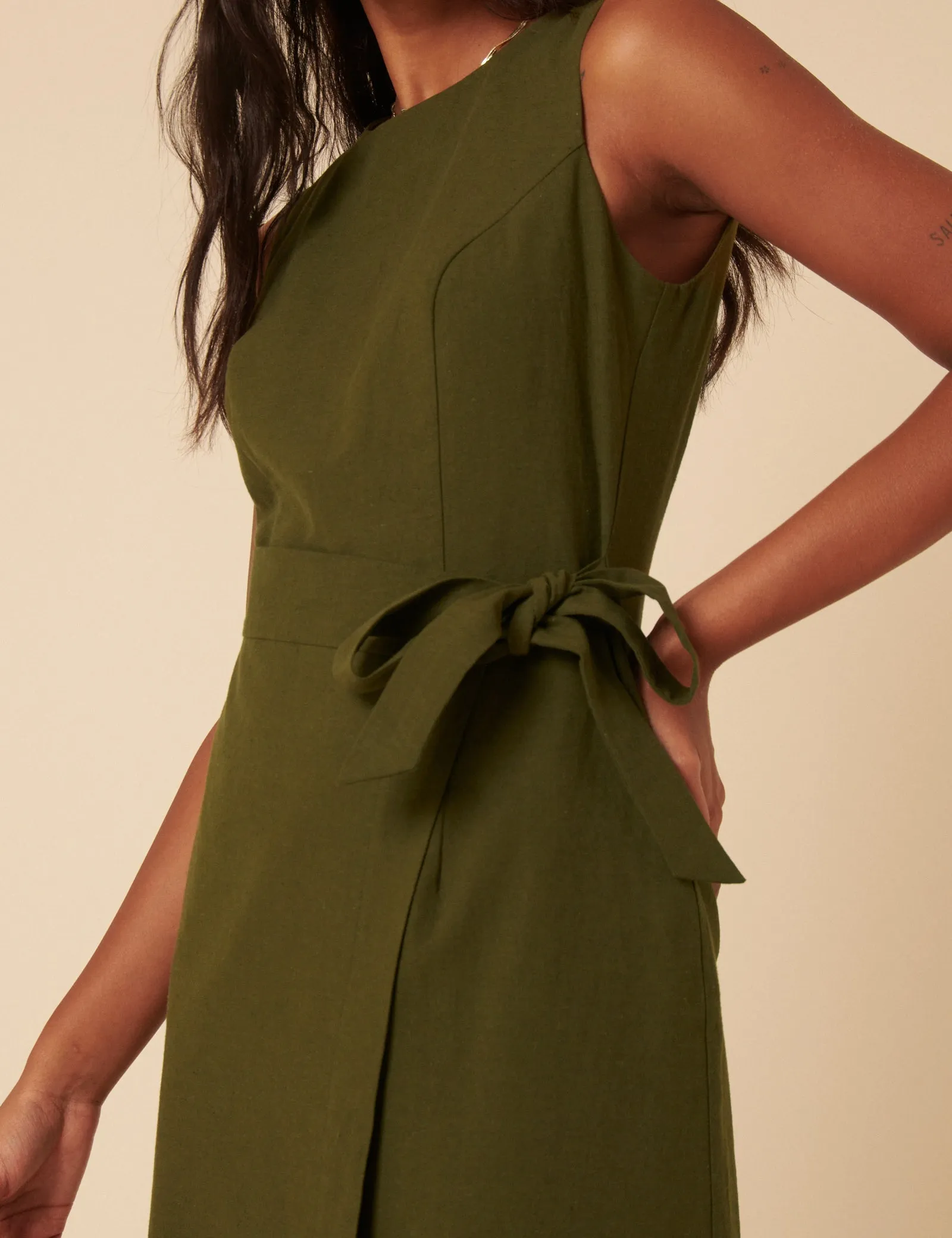 Green Tie Waist Lottie Midi Dress sold by Nobody's Child product image thumbnail 2