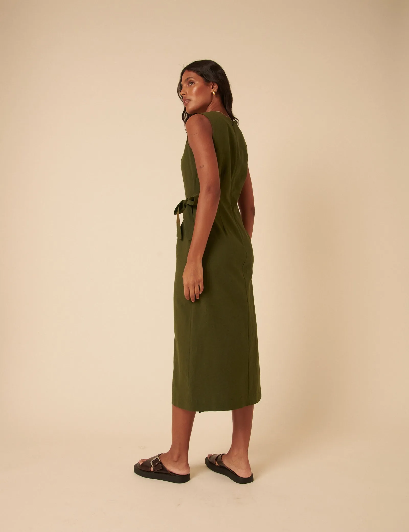Green Tie Waist Lottie Midi Dress sold by Nobody's Child product image thumbnail 5