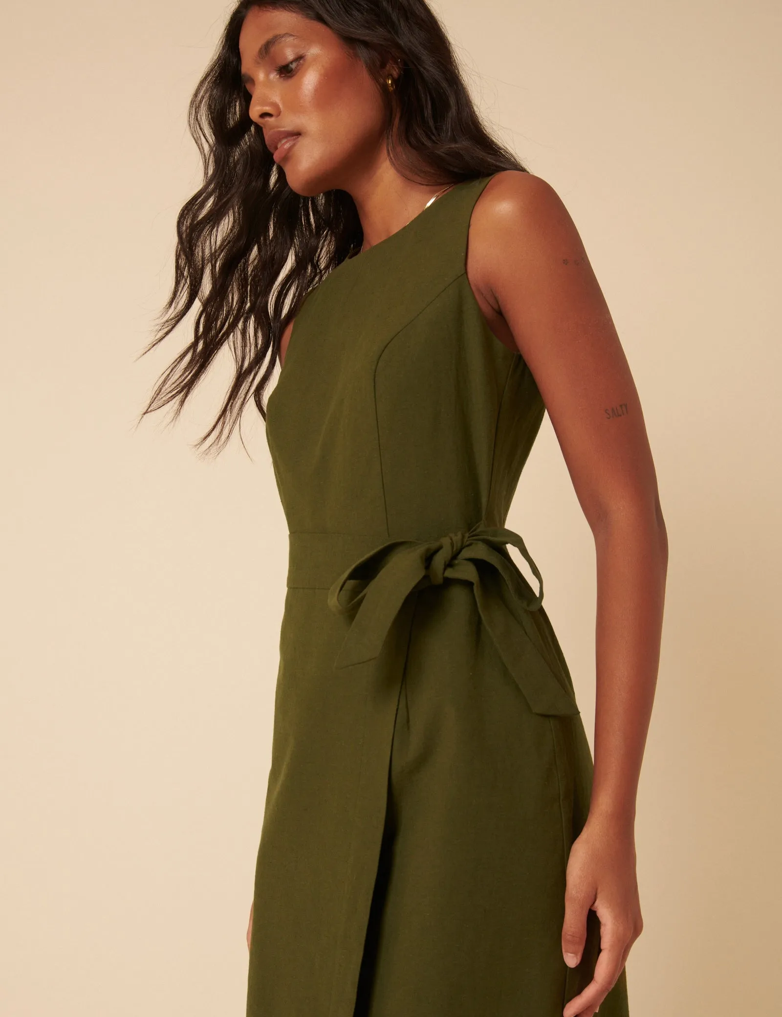 Green Tie Waist Lottie Midi Dress sold by Nobody's Child product image thumbnail 4
