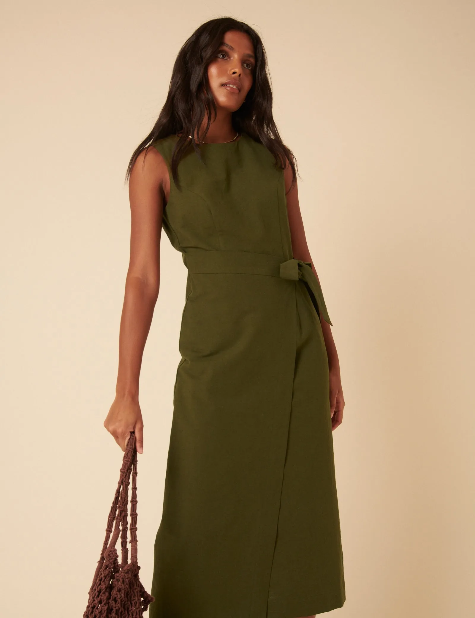 Green Tie Waist Lottie Midi Dress sold by Nobody's Child product image thumbnail 3