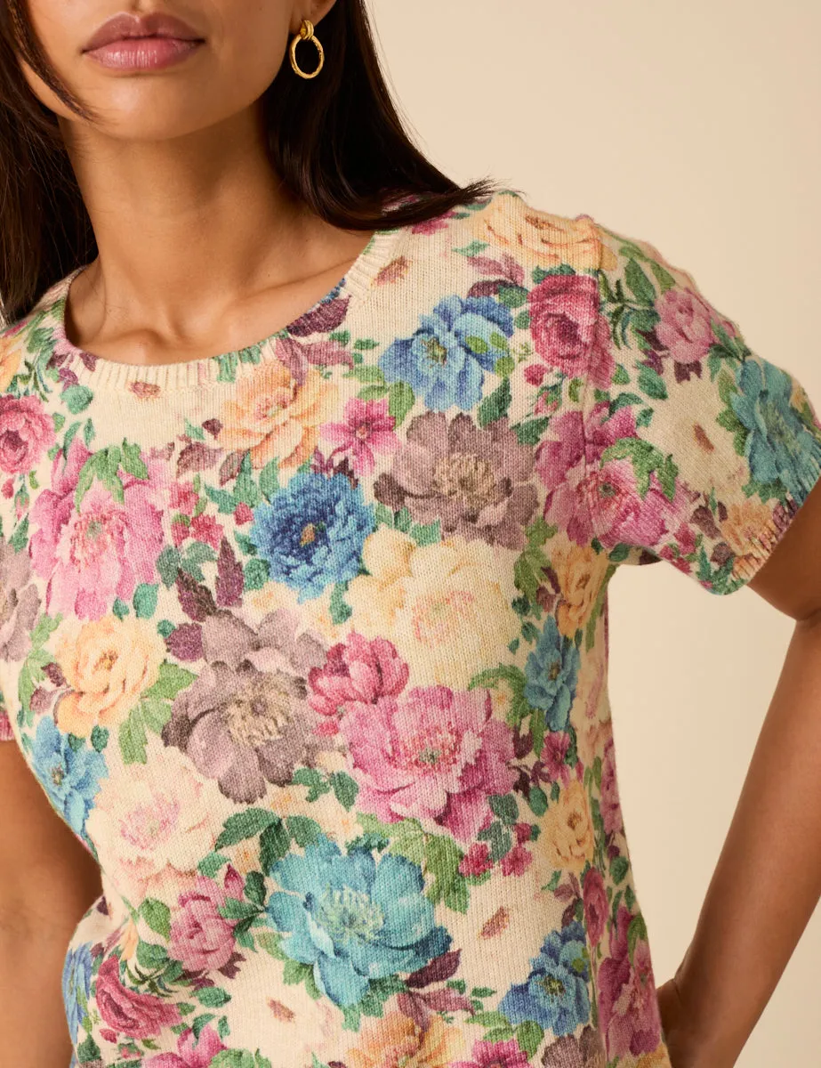 Floral Knitted Short Sleeve Top sold by Nobody's Child product image thumbnail 5
