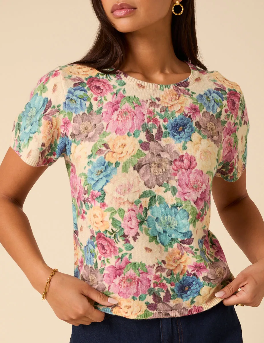 Floral Knitted Short Sleeve Top sold by Nobody's Child product image thumbnail 4