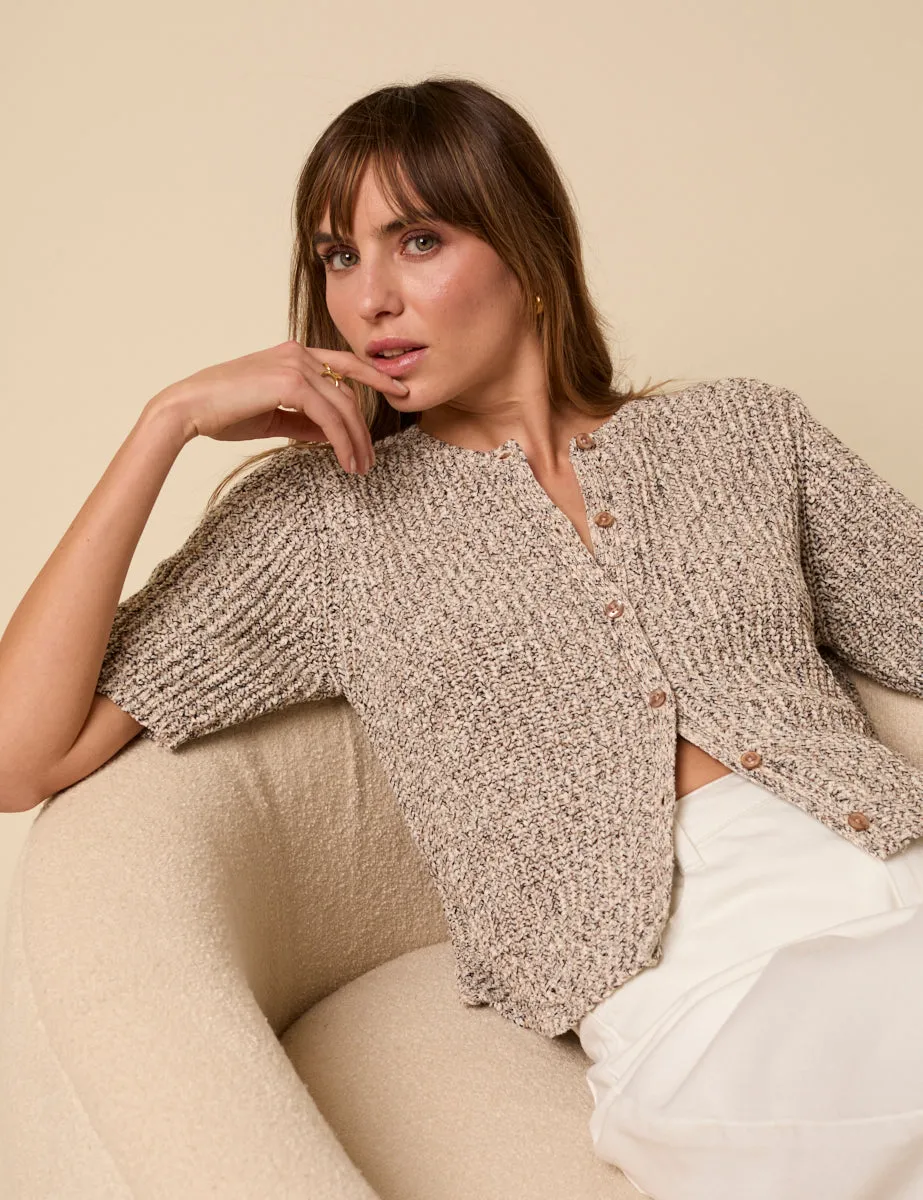 Brown Short Sleeve Knitted Cardigan sold by Nobody's Child product image thumbnail 2