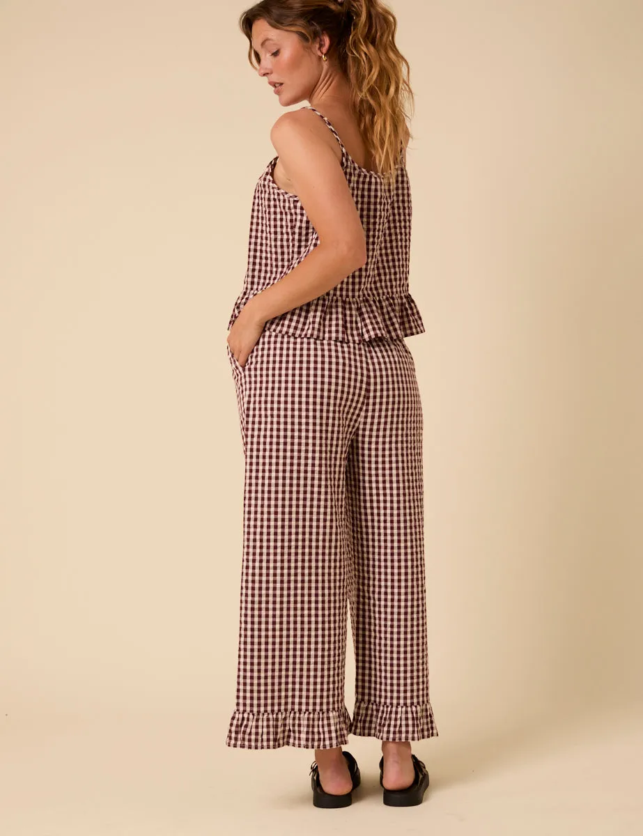 Brown Gingham Wide Leg Trousers sold by Nobody's Child product image thumbnail 3
