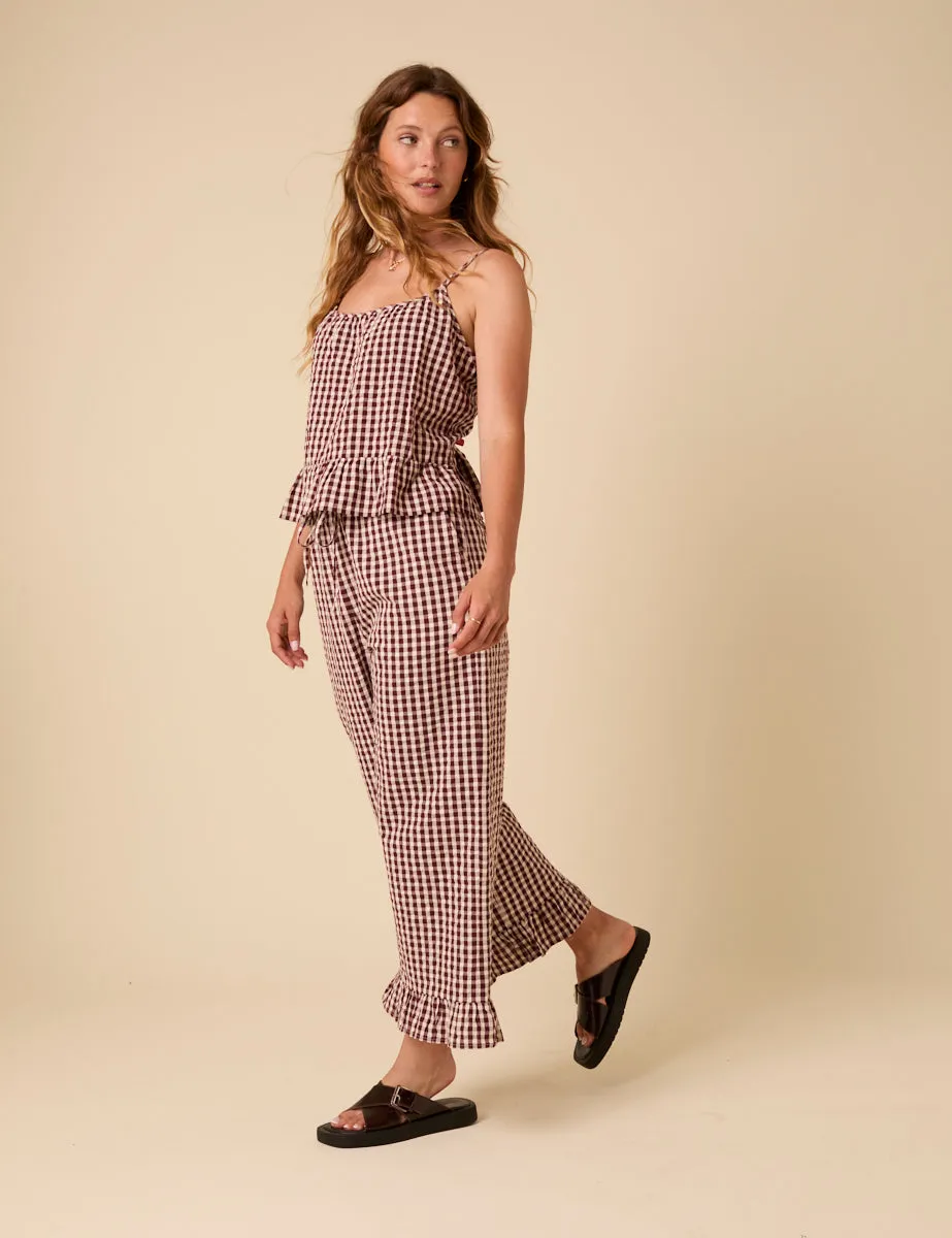 Brown Gingham Wide Leg Trousers sold by Nobody's Child product image thumbnail 5