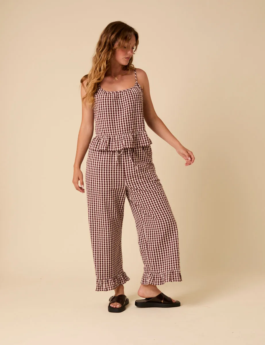 Brown Gingham Wide Leg Trousers sold by Nobody's Child product image thumbnail 2