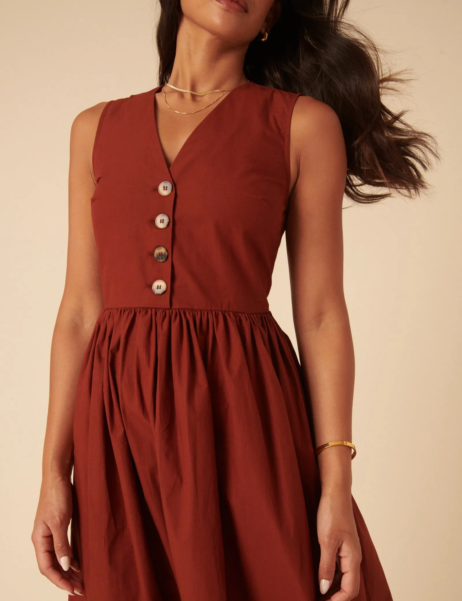 Burnt Orange Oak Midi Dress sold by Nobody's Child product image thumbnail 2