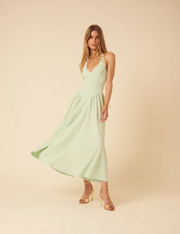 Mint Green Halter Neck Amie Midi Dress sold by Nobody's Child