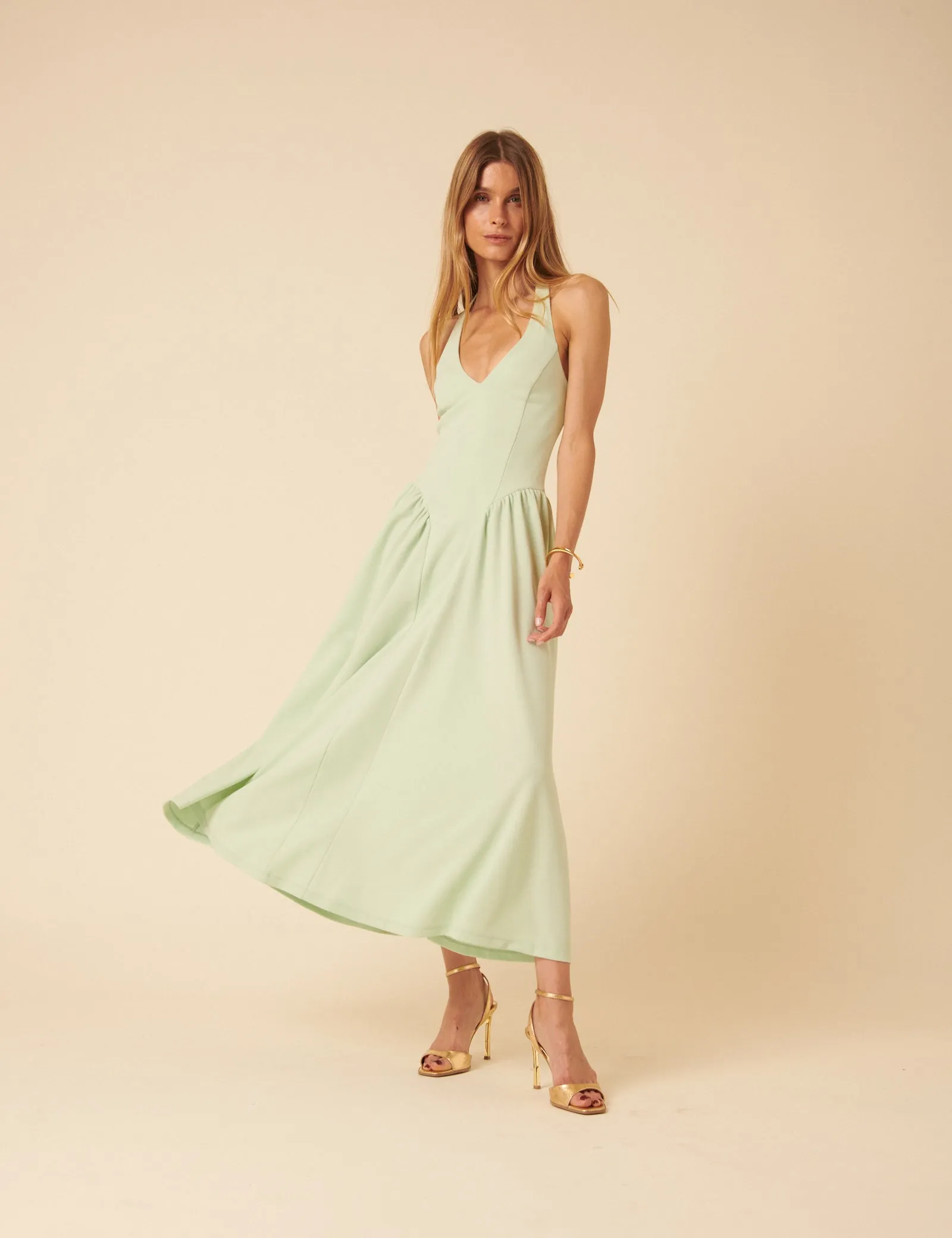 Mint Green Halter Neck Amie Midi Dress sold by Nobody's Child