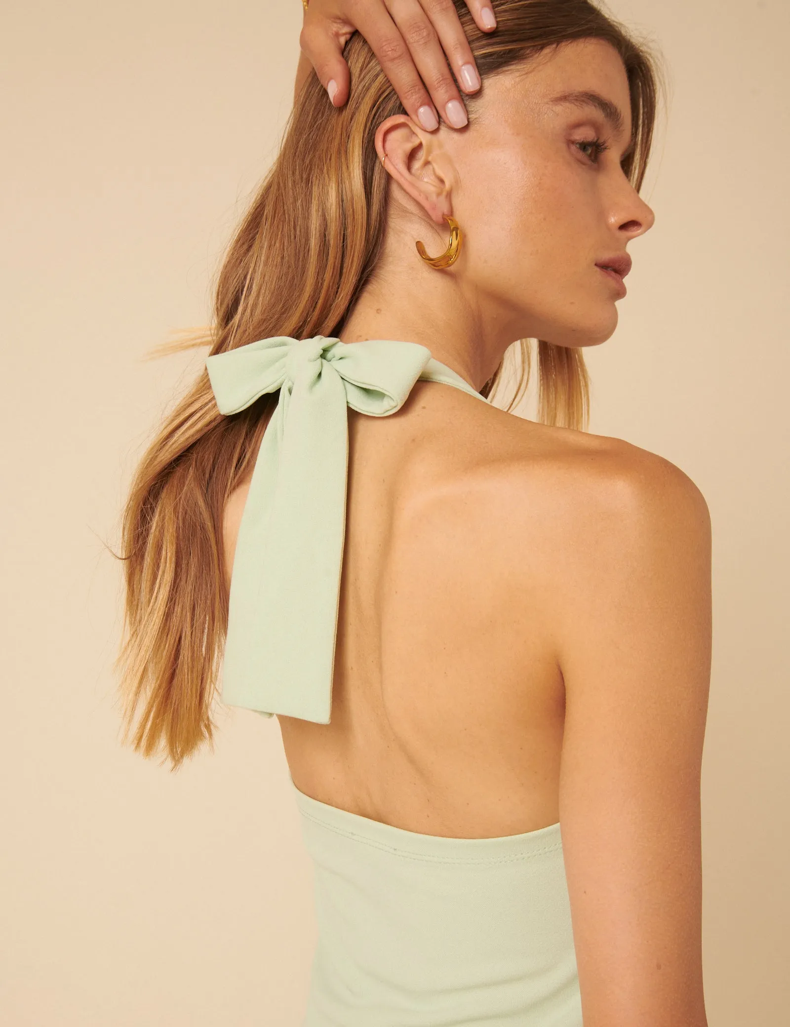 Mint Green Halter Neck Amie Midi Dress sold by Nobody's Child product image thumbnail 3