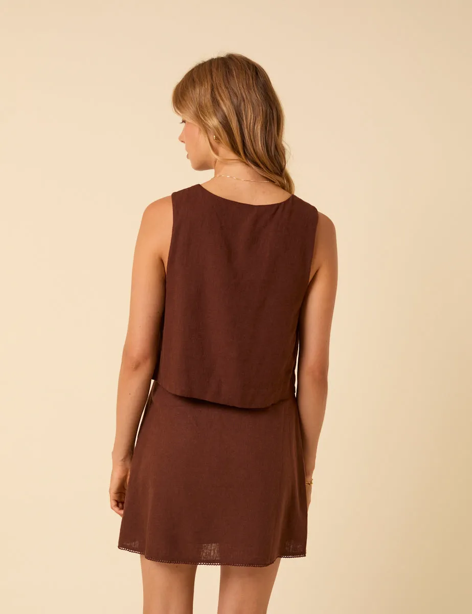 Brown Linen-blend Mini Skirt sold by Nobody's Child product image thumbnail 5