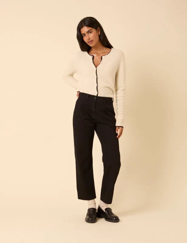 Black High Rise Pleated Straight Leg Jeans sold by Nobody's Child