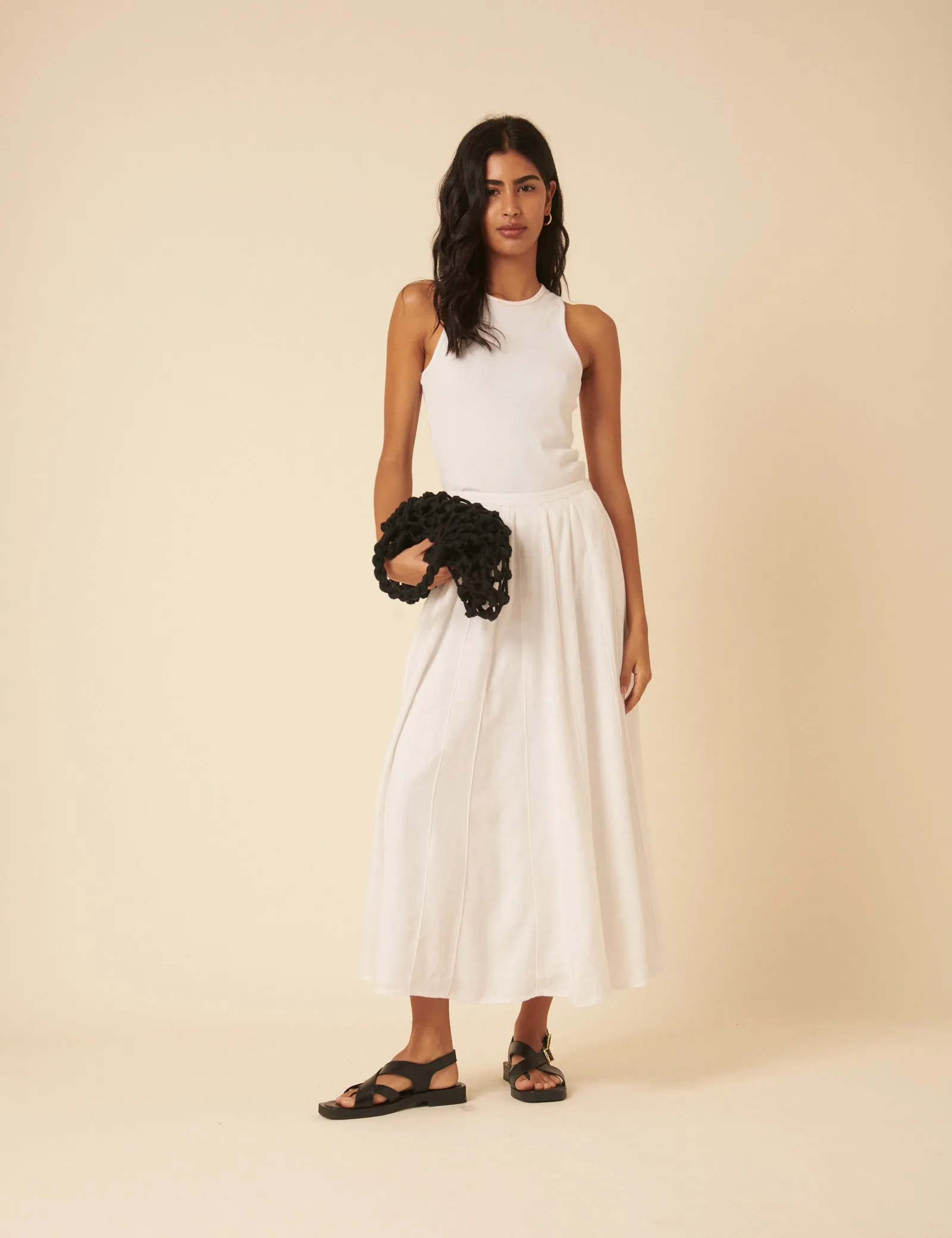 White Linen-blend Midi Skirt sold by Nobody's Child product image thumbnail 2