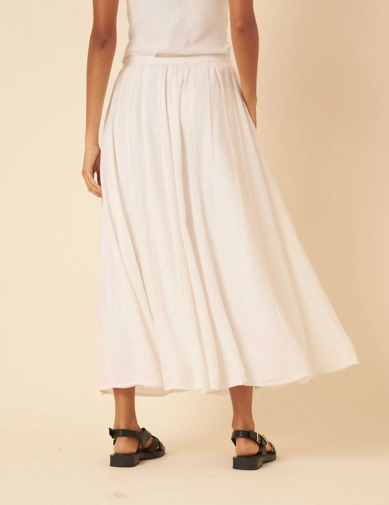 White Linen-blend Midi Skirt sold by Nobody's Child product image thumbnail 5