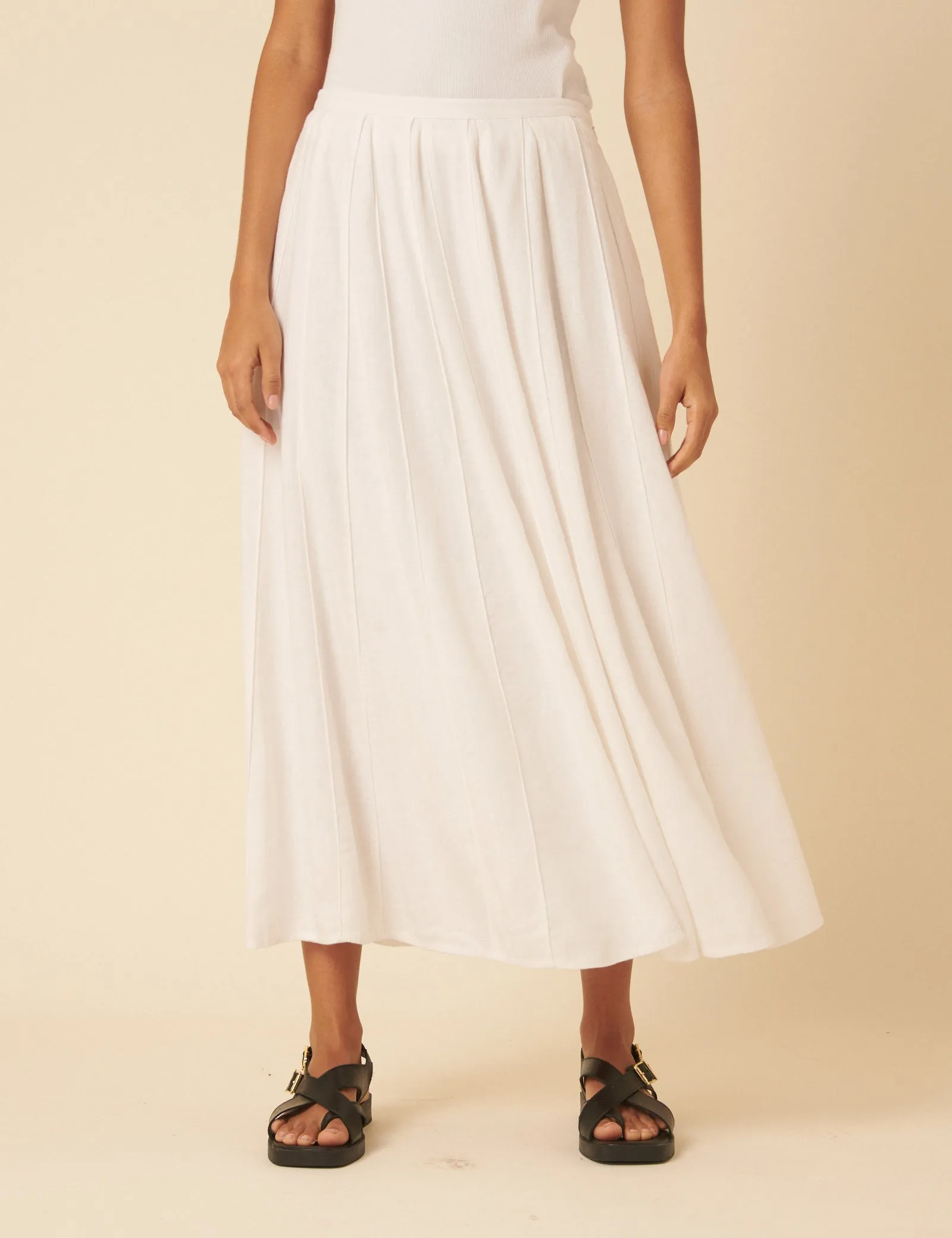 White Linen-blend Midi Skirt sold by Nobody's Child