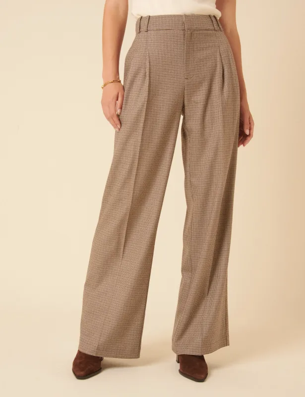 Beige Heritage Check Tailored Trousers sold by Nobody's Child