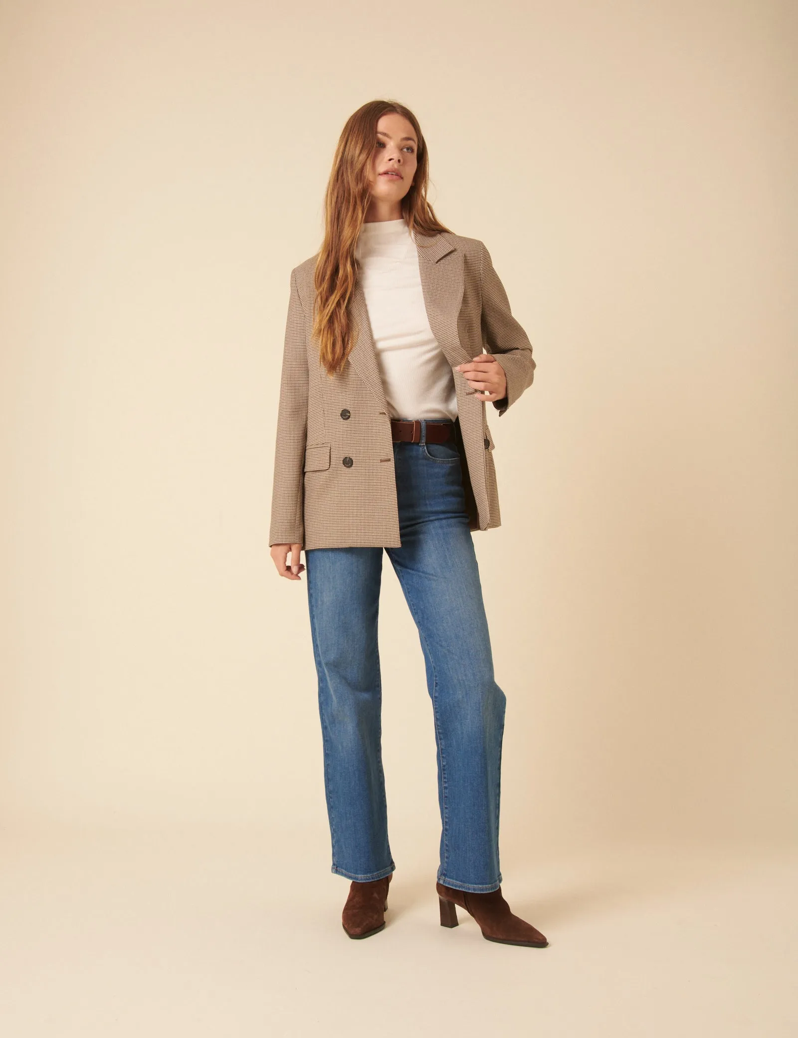 Beige Heritage Check Blazer sold by Nobody's Child product image thumbnail 2