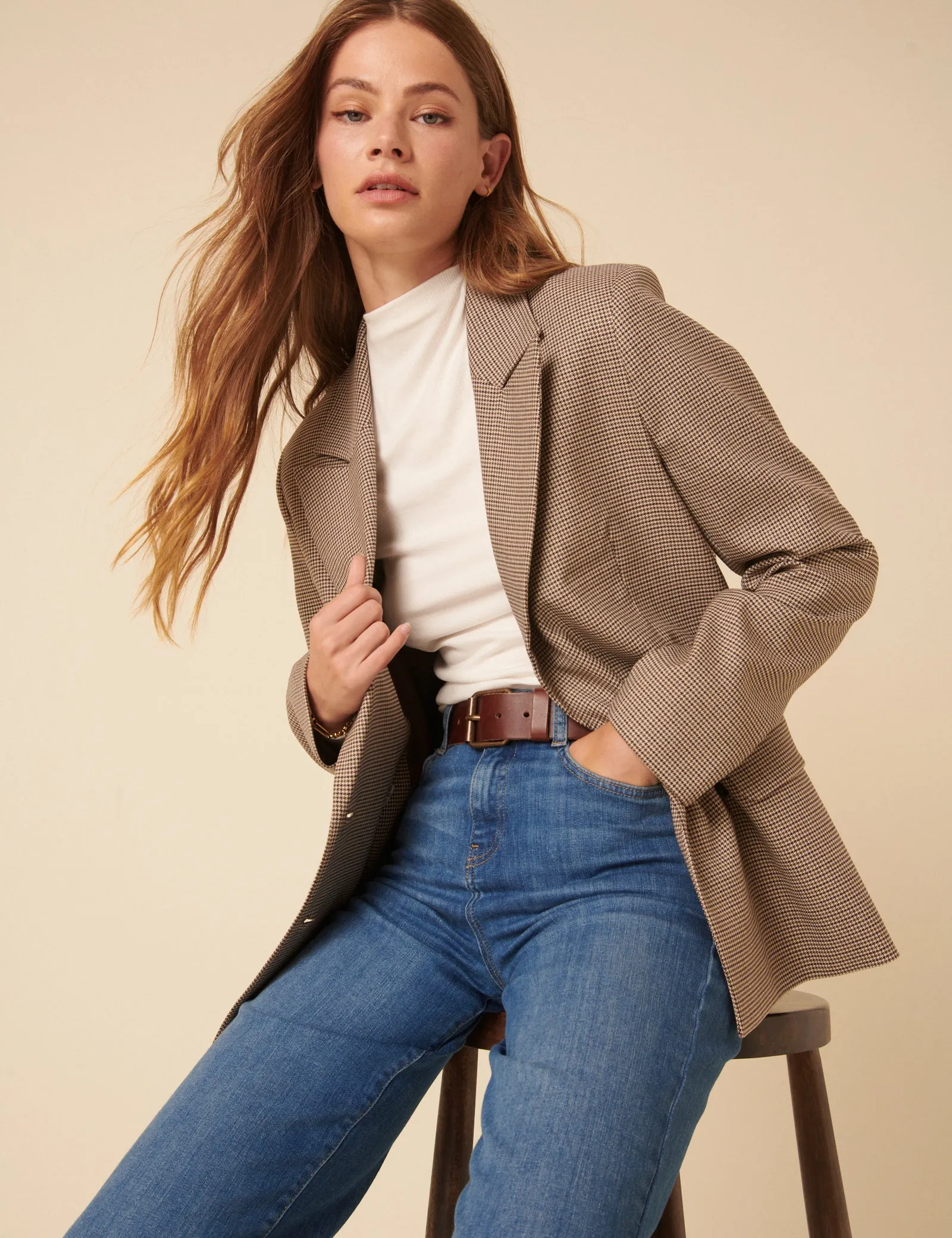 Beige Heritage Check Blazer sold by Nobody's Child