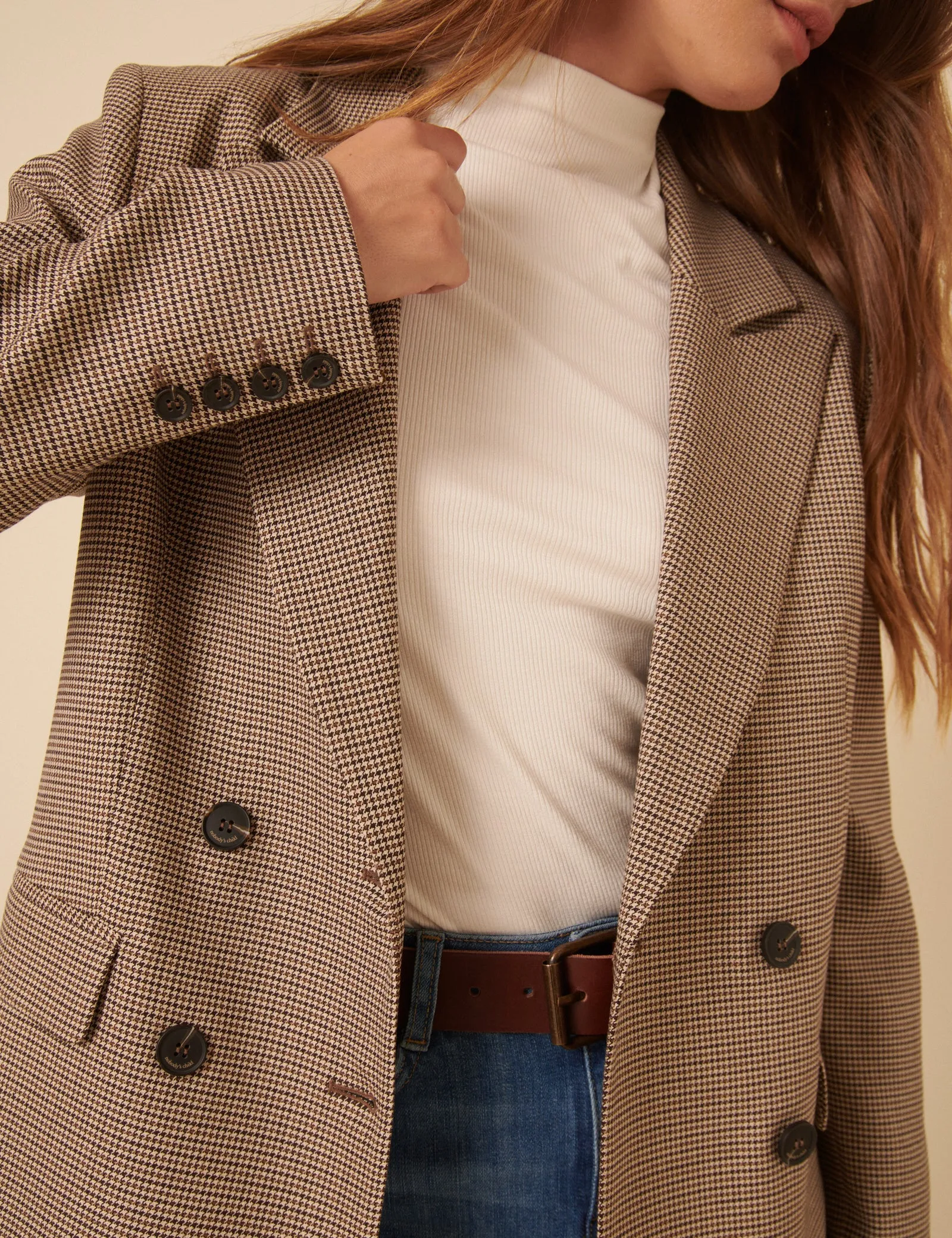 Beige Heritage Check Blazer sold by Nobody's Child product image thumbnail 3