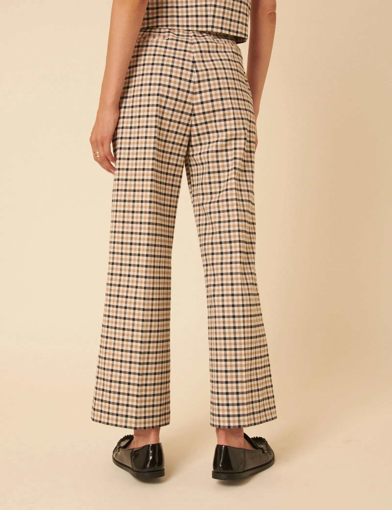 Beige Gingham Check Tailored Cropped Trousers sold by Nobody's Child product image thumbnail 4
