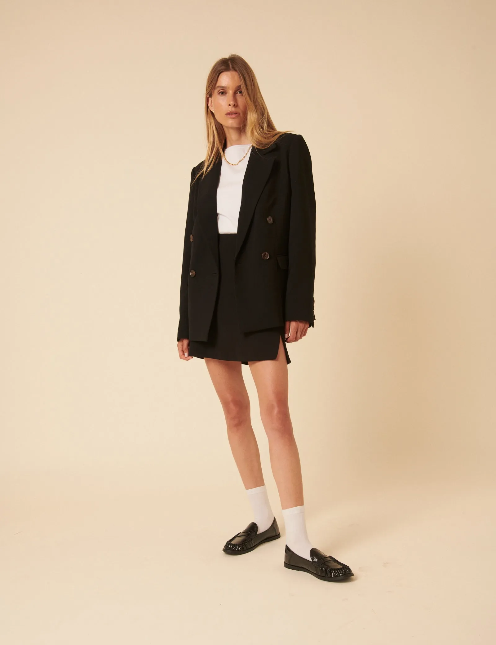 Black Tailored Mini Skirt sold by Nobody's Child