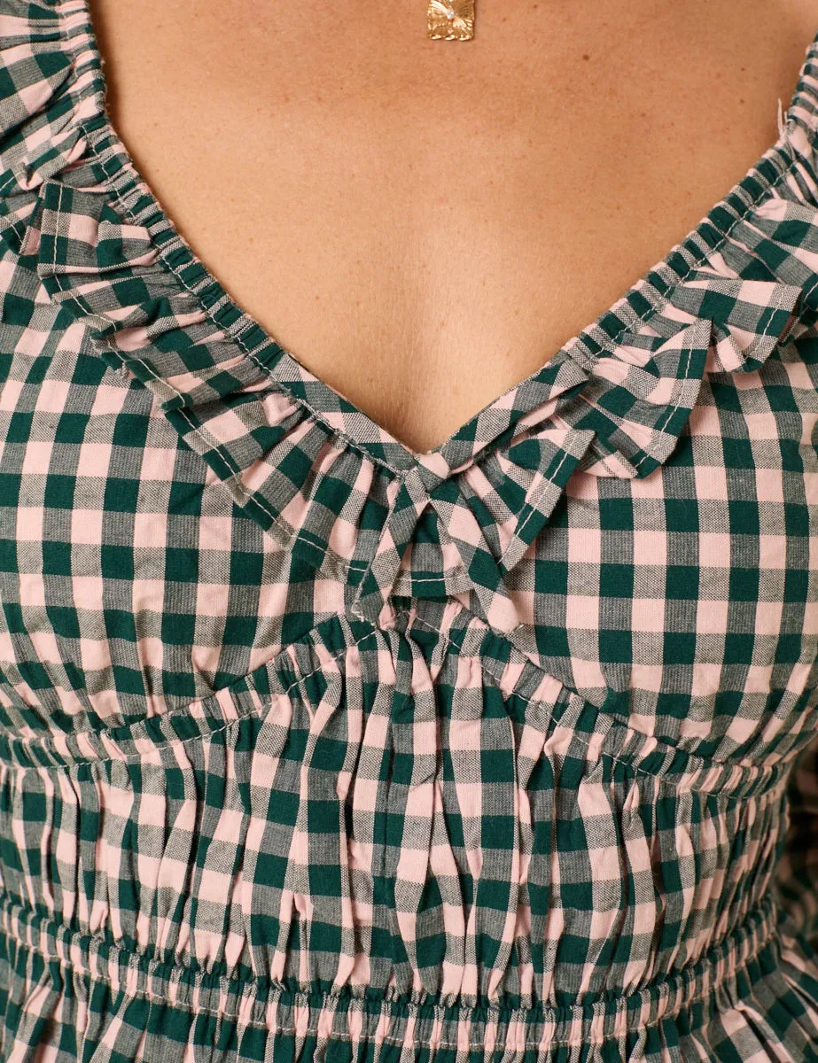 Green Gingham Shirred Top sold by Nobody's Child product image thumbnail 2