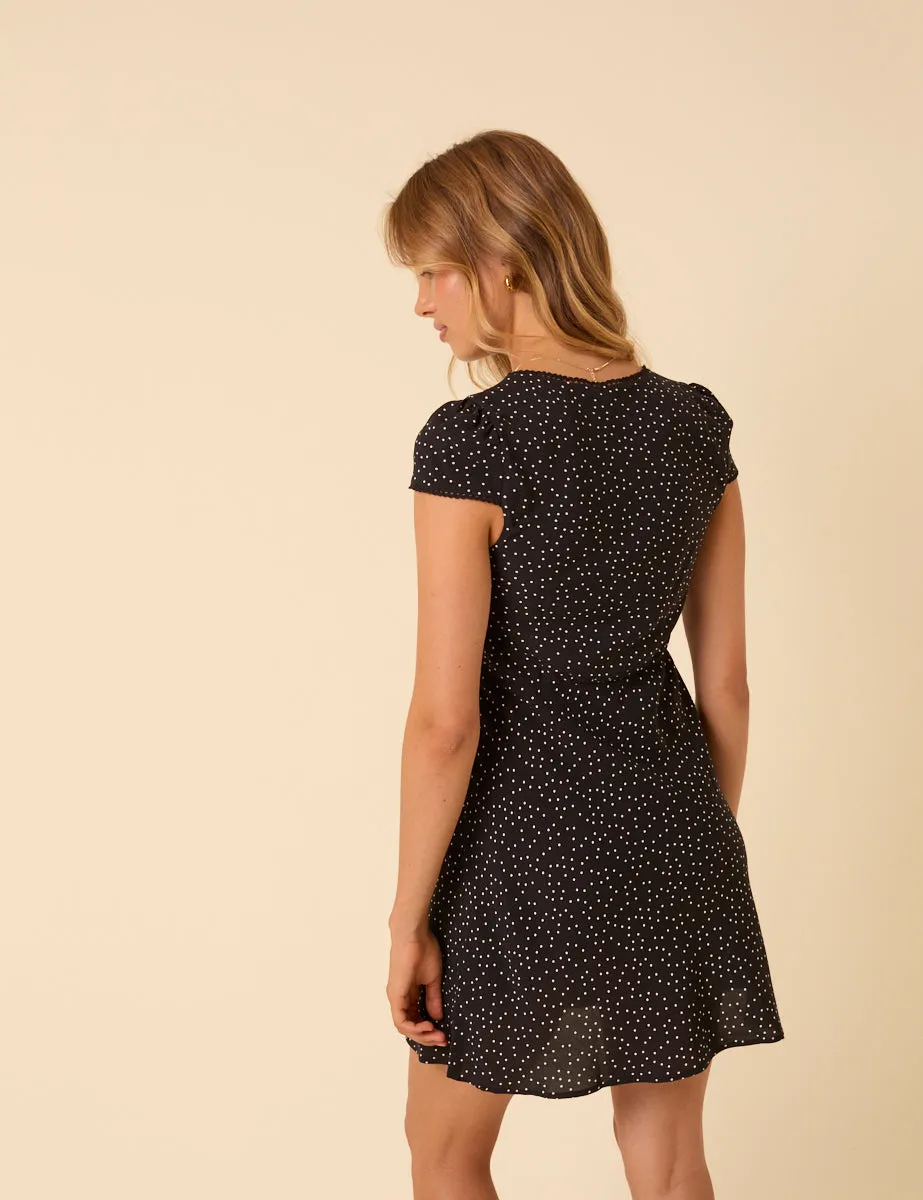 Black Polka Dot Rosa Mini Dress sold by Nobody's Child product image thumbnail 5