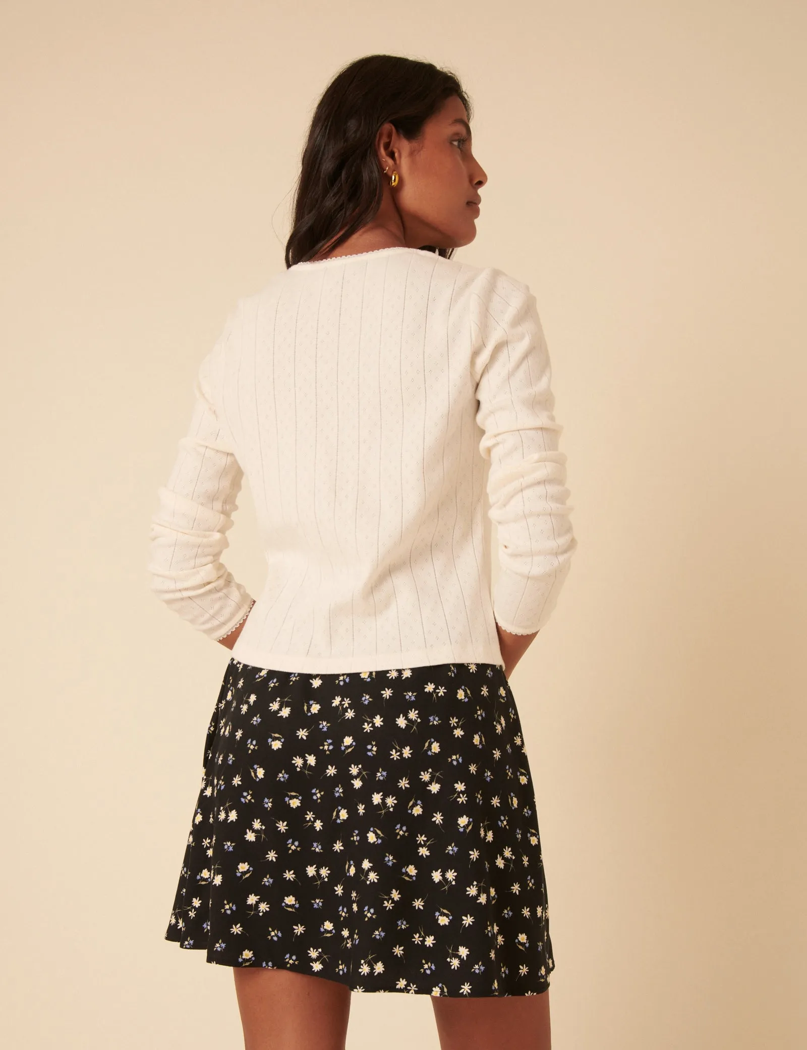 Black Ditsy Floral Mini Skirt sold by Nobody's Child product image thumbnail 5