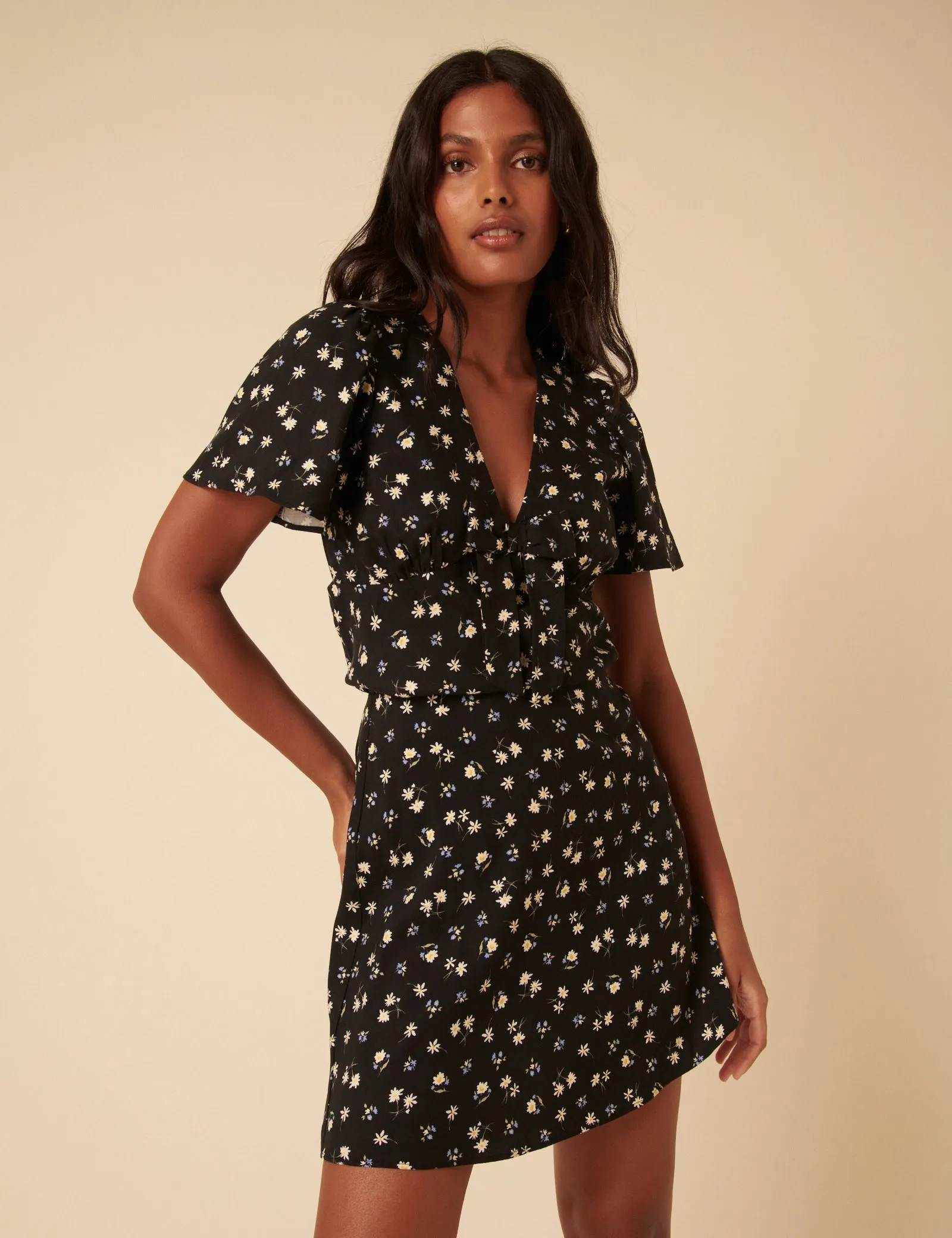 Black Ditsy Floral Mini Skirt sold by Nobody's Child product image thumbnail 3